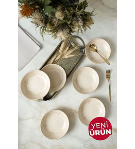 Keramika Taupe Bloom Halka Çerezlik / Sosluk 13 Cm 6 Adet 22528 (A.Krem)