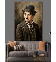 Charlie Chaplin Klasik Siyah Beyaz Dekoratif Kanvas - Mdf Ahşap Tablo