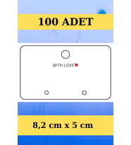 With Love - Yatay 100 Adet Küpe Kartı - Takı Kartı - Paketleme Kartı - Bujiteri  (Pembe)