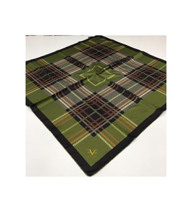 Ekose Desen Black Seri Twill Eşarp Eşarp Askısı ile Birlikte 90x90 cm Siyah Yeşi