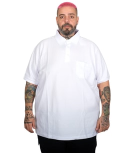 Mode XL Battal Beden Erkek Tshirt Polo Yaka Cepli Klasik Pike 20552 Beyaz