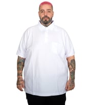 Mode XL Battal Beden Erkek Tshirt Polo Yaka Cepli Klasik Pike 20552 Beyaz