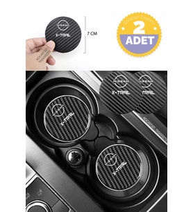 Nissan X-Trail Modeline Uygun Karbon Araç Bardak Altlığı 2 Adet Nissan X-Trail İç Mekanı İçin Şık 7 cm Tasarım