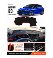 HYUNDAİ İ20 (2020-2024) Uyumlu Torpido Örtüsü Torpido Kılıfı - Siyah Kırmızı