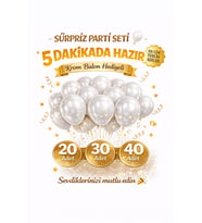 Beyaz Pastel Balon Seti  Doğum Günü Sürpriz Parti Seti Krom Balon Hediyeli