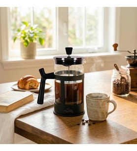 Any Morning FF084 French Press Kahve ve Bitki Çayı Demleme - 600 ml Borosilikat Cam Tasarım