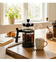 Any Morning FF084 French Press Kahve ve Bitki Çayı Demleme - 600 ml Borosilikat Cam Tasarım