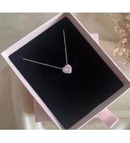 Çelik kalp taşlı pandora kolye (Pembe)