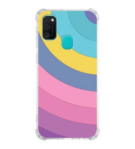 Samsung Galaxy M30s  Köşe Korumalı Antişok Kapak Renk Cümbüşü Tasarımlı  Silikon Kılıf (Şeffaf)