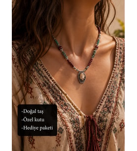 Aurevra & Serelith Otantik Doğal Taş Kolye – Vintage El Yapımı Boho Kadın Kolyesi