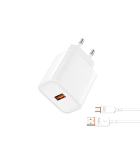 25W Type-C Hızlı Şarj Seti USB-C Adaptör + Type-C Şarj Kablosu (Beyaz)