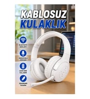 Beyaz Mikrofonlu Kablosuz Bluetooth Kulak Üstü Kulaklık – Ergonomik Tasarım