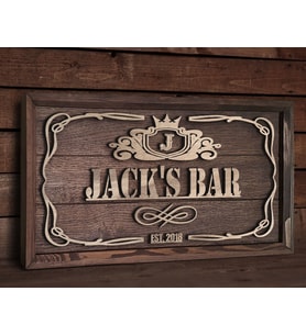 BK Gift Özel Yapım İsimli Kabartma Figür Temalı Meşe Ağacı Ahşap Bar Tablosu, Ev Dekorasyonu, Duvar Dekoru, Bar Tablo-4