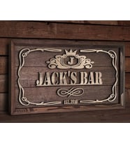 BK Gift Özel Yapım İsimli Kabartma Figür Temalı Meşe Ağacı Ahşap Bar Tablosu, Ev Dekorasyonu, Duvar Dekoru, Bar Tablo-4