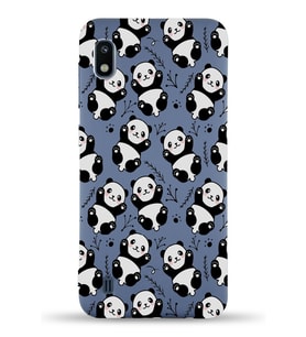 Samsung Galaxy A10 Uyumlu Lansman Kılıf Panda Tasarımlı İçi Kadife Kapak-Petrol Mavisi (Şeffaf)