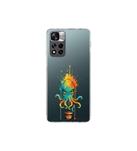 Xiaomi Redmi Note 11 Pro Plus 5G ile uyumlu Splash ahtapot tasarımlı şeffaf silikon kılıf