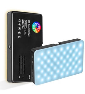 Profesyonel Çekim RGB LED Dolgu Işığı Ayarlanabilir Renk ve Parlaklık Yüksek Kapasite Batarya USB-C
