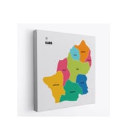 Kars İli ve İlçeler Haritası  Dekoratif Kanvas Tablo 1379