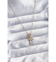 316L Çelik Zincir Gold Renk Zirkon Taşlı Taç Model Kadın Kolye 5886 - HEP-4033-6048