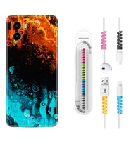 Vivo Y15S Y32 Y33S Y51 Y53S Kılıf Kablo Koruma Spiral Silikon Orange Blue Color 1665