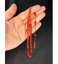 ERKAN ÇUBUKÇU USTA İŞİ ATEŞ KEHRİBAR TESBİH KESME KESİM PEMBE RENK 10MMX6,5MM T-787 (Çok Renkli)