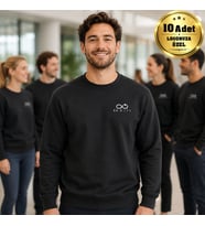 Logonuza Özel 10 Adet Siyah Pamuk Karışımlı Unisex Sweatshirt - Kurumsal Personel Sweat