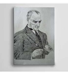 Atatürk Siyah Beyaz Kahve Kanvas Tablo