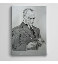 Atatürk Siyah Beyaz Kahve Kanvas Tablo
