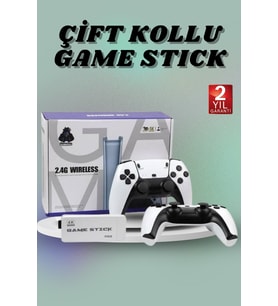 Çift Oyun Kollu 4K HD Ekran Nostaljik 20.000 Oyunlu Beyaz Game Stick