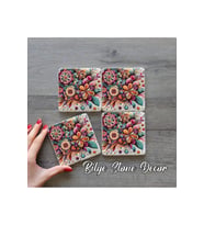 bilge tasarım Stone Decor Taş Bardak Altlığı 4'lü Set 10x10x1 Cm desenli