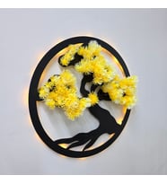 Led Işıklı ve Sarı Bonsai Ağaç Tablo 40cm