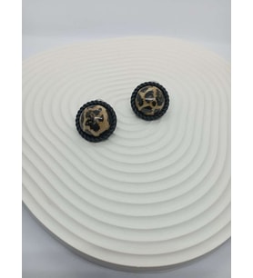 Leopar Desen Mini Yuvarlak Küpe