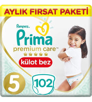 Prima Premium Care Bebek Külot Bezi 5 Beden 34x3 102 Adet
