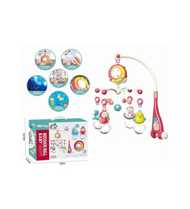 BIB648A54 -Işıklı Müzikli Kumandalı Kırmızı Bebek Dönencesi