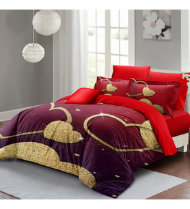 MONOHOME Sevgililer Günü Çift Kişilik Nevresim Takımı %100 Pamuk Saten Shine Love (Mor)