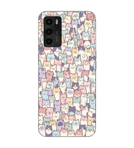Oppo A16 Uyumlu Sevimli Kediler Desenli Şeffaf Telefon Kılıfı