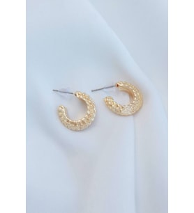 Mini Halka Desenli Gold Küpe