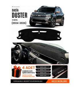 DACİA DUSTER 3 NESİL (2024-2026) Uyumlu Torpido Örtüsü Torpido Kılıfı - Siyah Gri