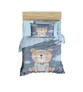 Dijital Baskılı 3d Pamuklu Yenidoğan Bebek Nevresim Takımı Blue Bear (Çok Renkli)