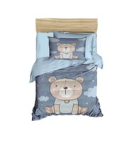 Dijital Baskılı 3d Pamuklu Yenidoğan Bebek Nevresim Takımı Blue Bear (Çok Renkli)