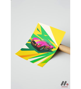 Pembe Klasik Roadster Pop Art, Çerçevesiz Yüksek Kalite Duvar Afişi - Oto Severlere