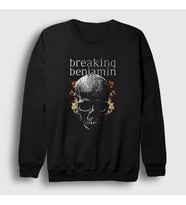 Presmono Unisex Siyah Fire Skull Breaking Benjamin Sweatshirt 379523tt