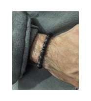 Erkek - Hematit Metal Detaylı Çok Şık Doğal Taş Bileklik