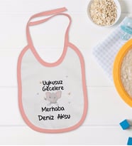 BK Kids Kişiye Özel Pembe Bebek Mama Önlüğü - Model 101