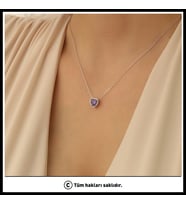 925 Ayar Gümüş Mor Kalp Kolye
