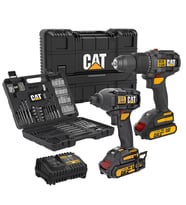 CAT DXK201 18Volt/2.0Ah Li-ion Çift Akülü Kömürsüz Profesyonel Şarjlı Darbeli Matkap + DX7030 + DA01903 Kombo Set