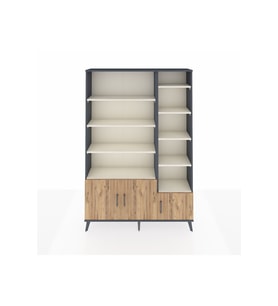 Arges Dolap 10 Raflı 3 Kapaklı 132x30x195 Antrasit-Çam/Aytaşı