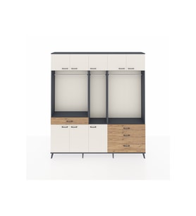 Arges Dolap 8 Raflı 4 Çekmeceli 3 Askılı 220x30x243 Antrasit-Aytaşı/Çam