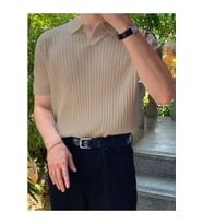 Erkek Fitilli Polo Yaka Triko T-Shirt