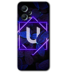 Redmi Note 12 5G Kılıf HD Desen Baskılı Kılıf - Dark Neon Yaprak U Harfi
